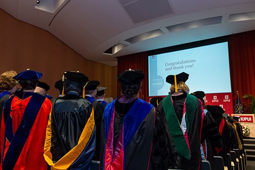 Faculty & Students being honored in the Hine Hall Auditorium.   